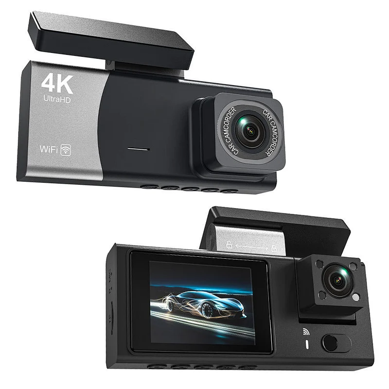 4K 3-Channel Dash Cam with WiFi | Front, Inside & Rear Car Driving Recorder for Vehicle Safety
